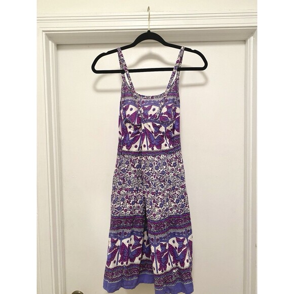 VTG Y2K Butterfly Mini Sun Dress Sz Small  Purple Fairy Boho Ethereal Floral - Picture 7 of 10